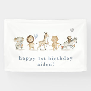 Bannière d'anniversaire Safari Animaux