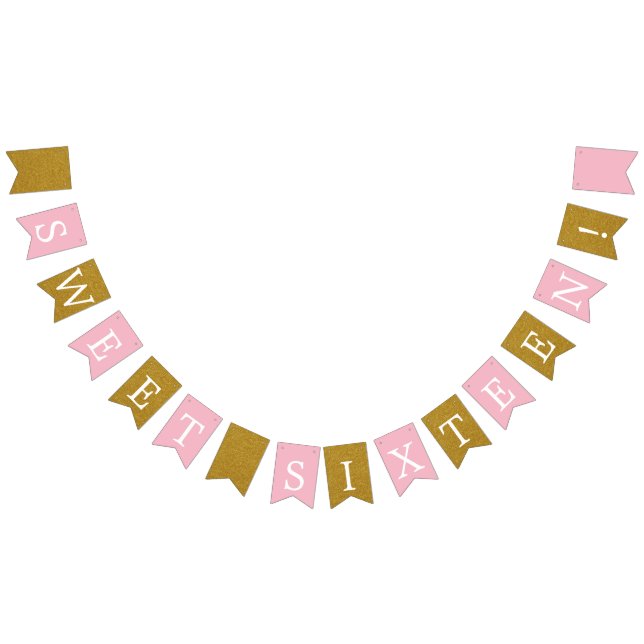 Bannière d'anniversaire Sweet 16 Gold et Rose (Tout)