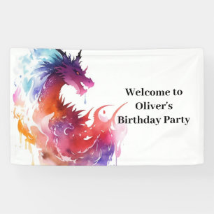 Bannière d'anniversaire Whimsy Dragon moderne