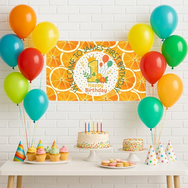 Bannière de 1er anniversaire Bright Citrus  (Créateur téléchargé)