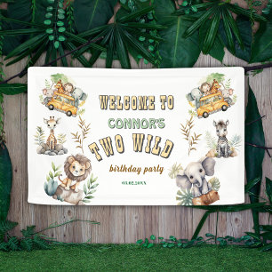 Bannière de 2e anniversaire de safari jungle sauva