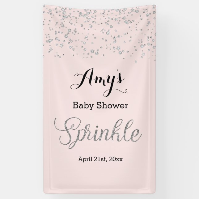 Bannière de Baby shower à arrosage rose pour bébé (Vertical)