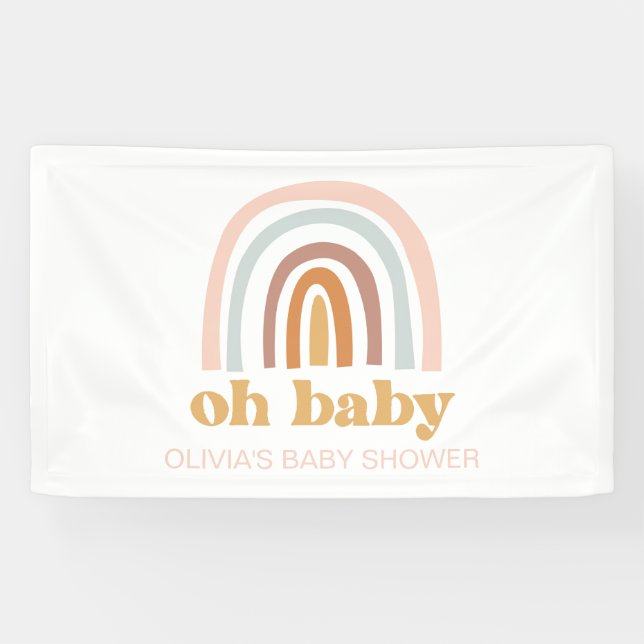 Bannière de Baby shower arc-en-ciel Boho (Horizontal)