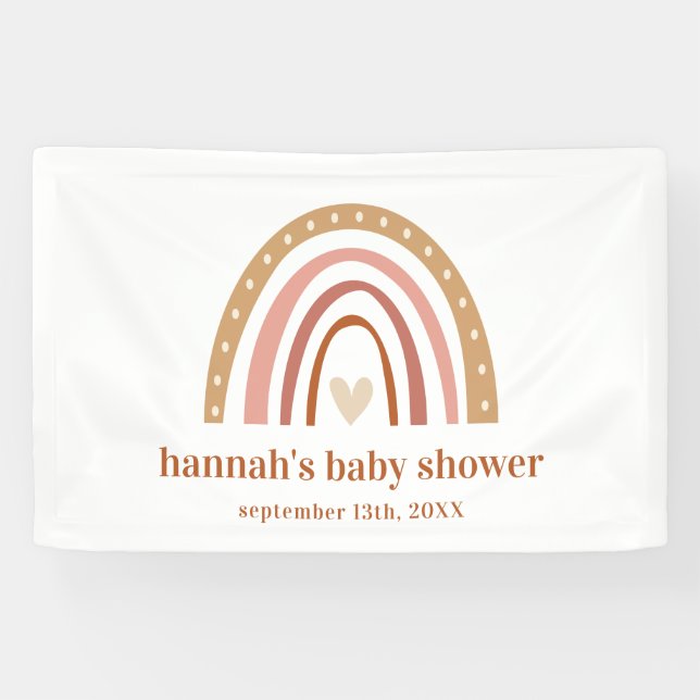 Bannière de Baby shower arc-en-ciel Boho (Horizontal)