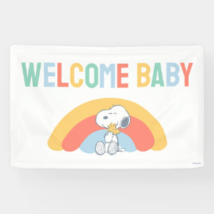 Bannière de Baby Shower Arc-en-ciel Snoopy & Woods
