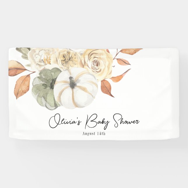 Bannière de Baby shower Citrouille Rustique Automn (Horizontal)