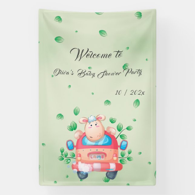 Bannière de Baby shower d'agneau mignonne pour béb (Verticale)