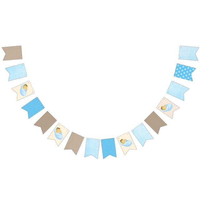 Bannière de Baby shower de Baby Boy Blue et Brown (Tout)