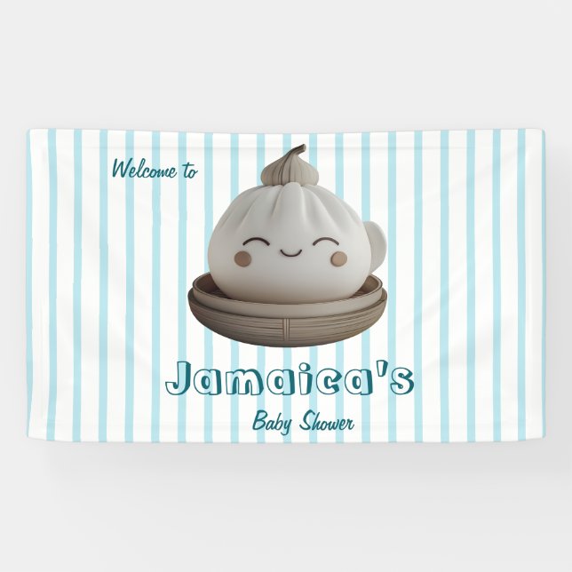 Bannière de Baby shower de bienvenue Blue Cute Dum (Horizontal)
