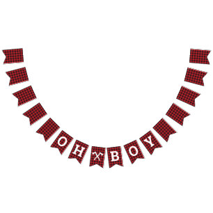 Bannière de Baby shower de Bunling Plaid Oh Boy