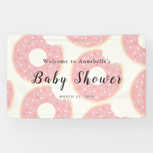 Bannière de Baby shower de Donut rose