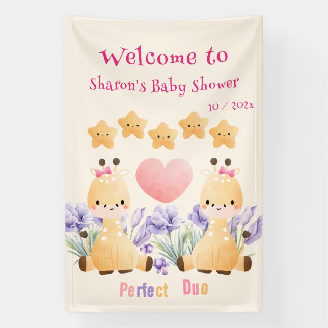 Bannière de Baby shower de la Giraffe Cute | Baby  (Verticale)