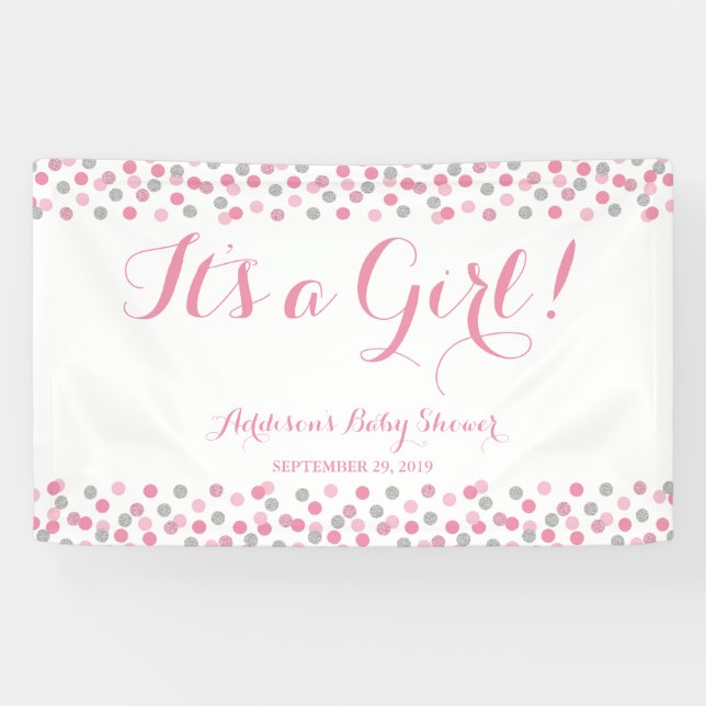 Bannière de Baby shower de Parties scintillant ros (Horizontal)