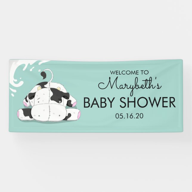 Bannière de Baby shower de petite vache (Horizontal)