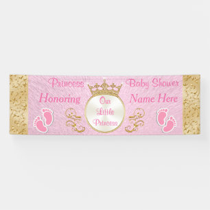 Bannière de Baby shower de princesse rose personna