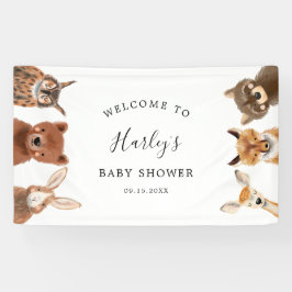 Bannière de Baby shower des animaux de bois