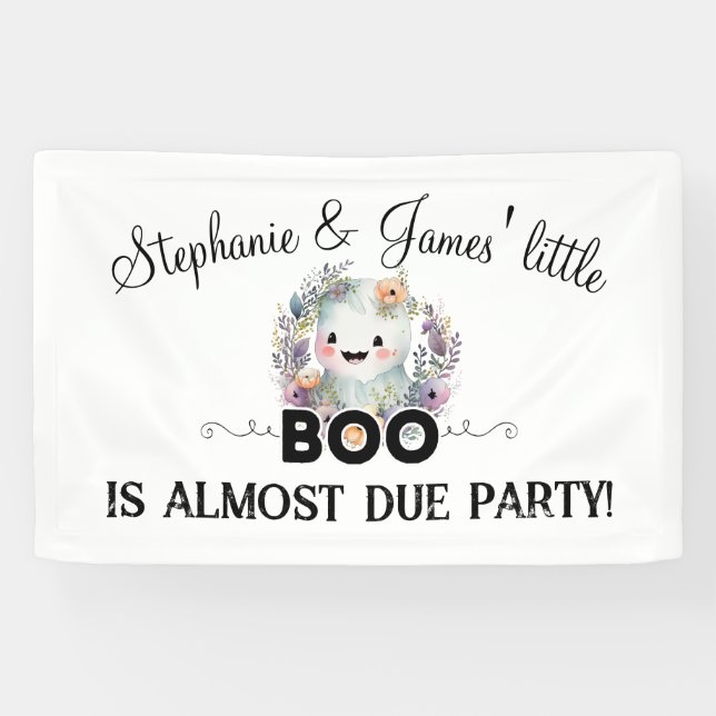 Bannière de Baby shower d'Halloween Little Boo (Horizontal)