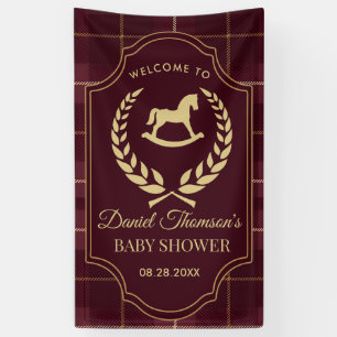 Bannière de Baby Shower Fête de Cheval de Polo Vin