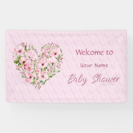 Bannière de Baby shower Floral Coeur Rose
