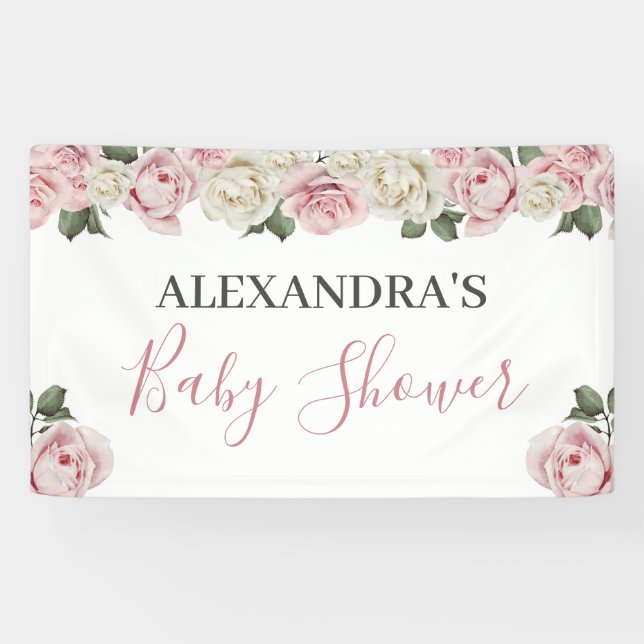 Bannière de Baby shower floral - Conduire par bann (Horizontal)