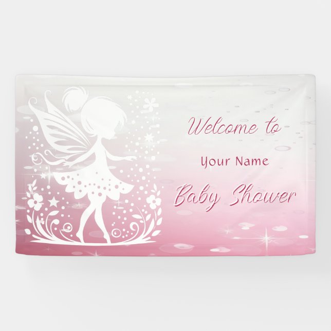 Bannière de Baby shower Floral Petite Fée (Horizontal)