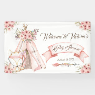 Bannière de Baby shower Girl TeePee Fox