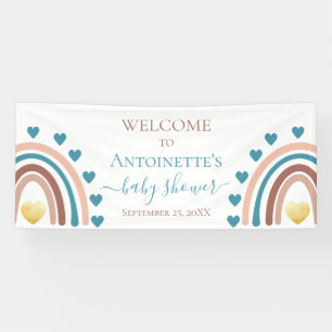 Bannière de Baby shower personnalisé Blue Boho Rai