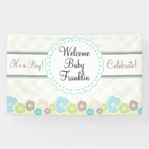 Bannière de Baby shower Personnalisée Garden Boys