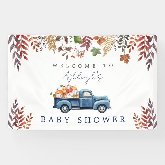 Bannière de Baby shower petit garçon Citrouille (Horizontal)