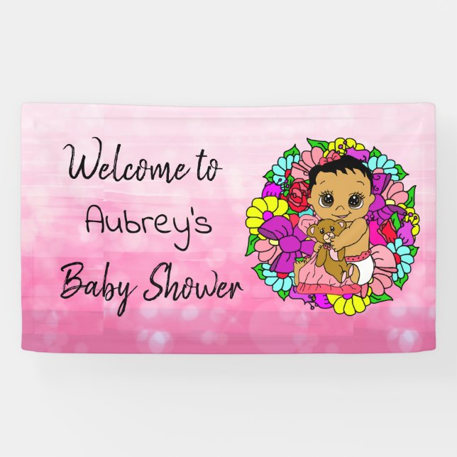 Bannière de Baby shower pour fille, ethnique bébé  (Horizontal)