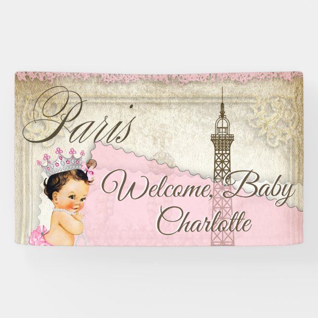 Bannière de Baby shower pour filles Paris (Horizontal)