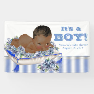Bannière de Baby Shower pour garçon afro-américain