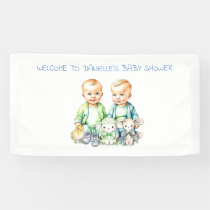 Bannière de baby shower pour les jumeaux à signer