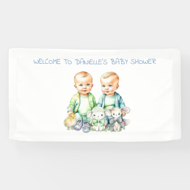 Bannière de baby shower pour les jumeaux à signer (Horizontal)