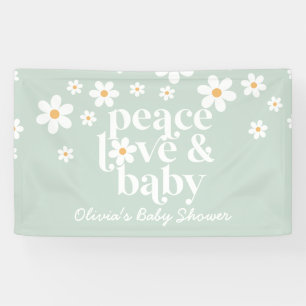 Bannière de Baby Shower Retro Daisy boho Paix Amou