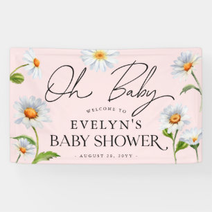 Bannière de Baby shower rose mignon Daisy