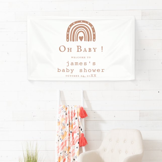 Bannière de Baby Shower Rustique Moderne – Emelia (En situation)