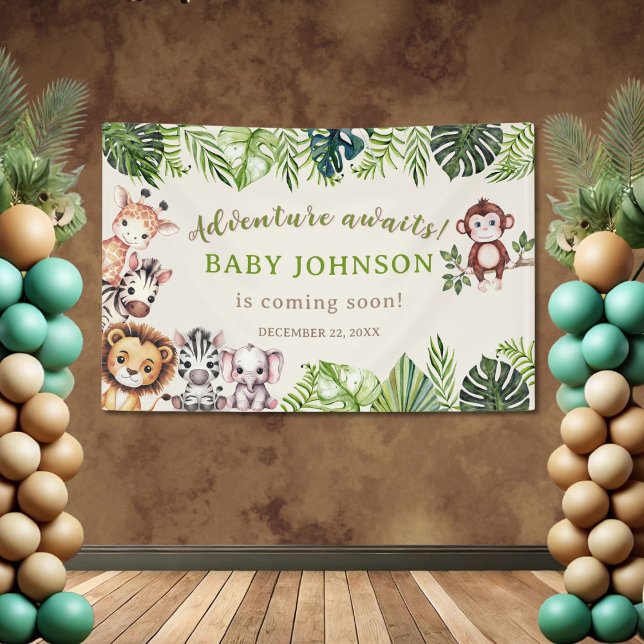 Bannière de Baby Shower Safari dans la Jungle, l'A (Créateur téléchargé)