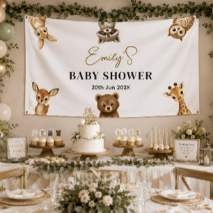 Bannière de baby shower safari neutre en termes de