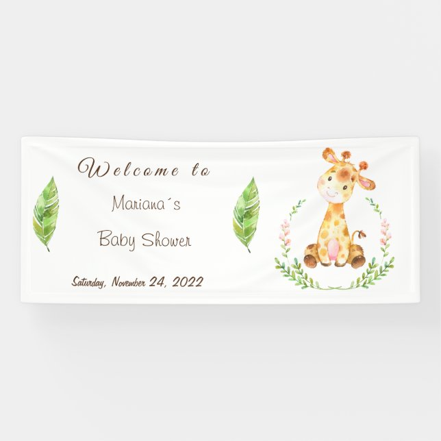 Bannière de Baby shower vintage Giraffe (Horizontal)