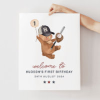 Bannière de baseball 1er anniversaire - Affiche de