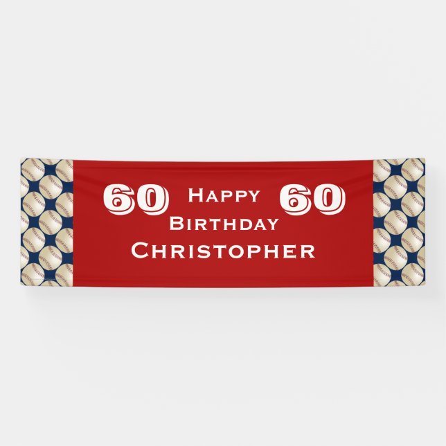 Bannière de baseball de 60e fête d'anniversaire, A (Horizontal)
