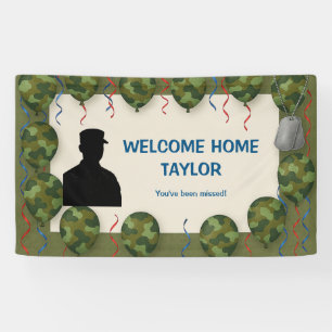 Bannière de bienvenue avec ballon camouflage pour