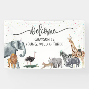 Bannière de bienvenue d'anniversaire d'animal de f