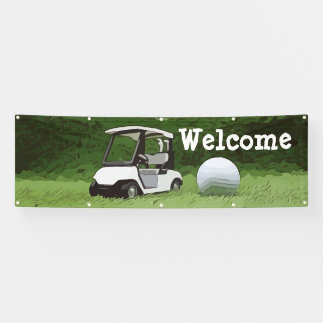 Bannière de bienvenue de golf avec voiturette de g (Horizontal)