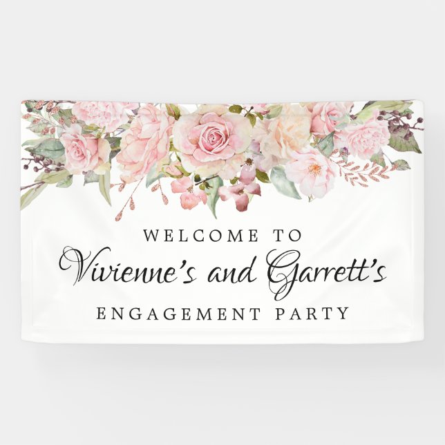 Bannière de bienvenue de la fête d'engagement flor (Horizontal)