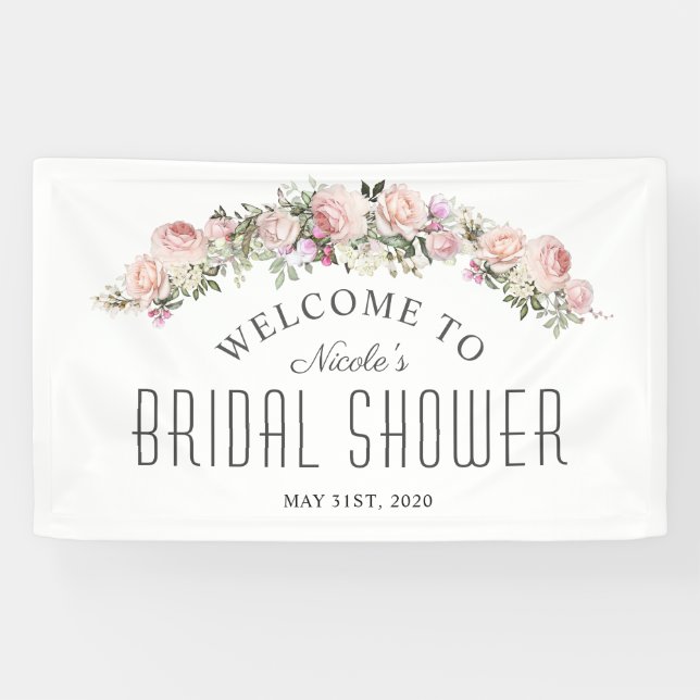 Bannière de bienvenue de la Fête des mariées flora (Horizontal)