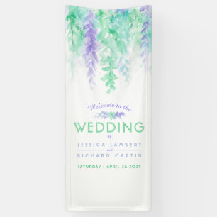 Bannière de bienvenue de l'art mariage vert violet
