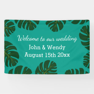Bannière de bienvenue de mariage de plage avec des