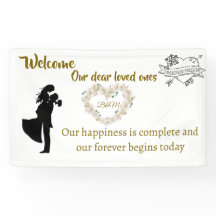 Bannière de bienvenue de mariage élégante – "Notre